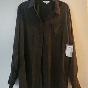NIne West Black Button-Up Shirt